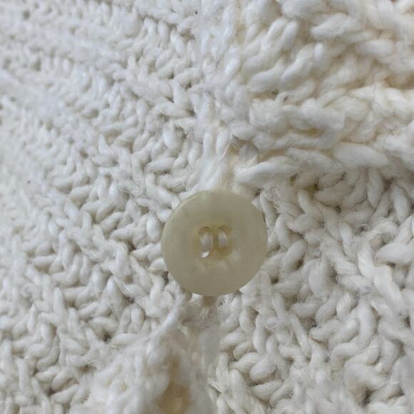 EILEEN FISHER Sweater OS Ribbed Chunky Cape Poncho Shawl One Button Off White - Picture 7 of 11